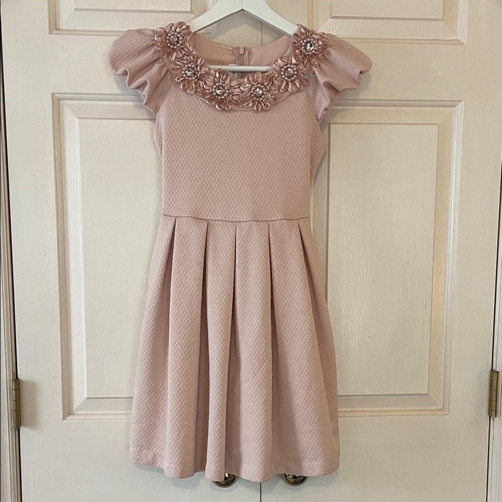 Jeweled girls Bonnie Jean dress Glam size 10 soft pink